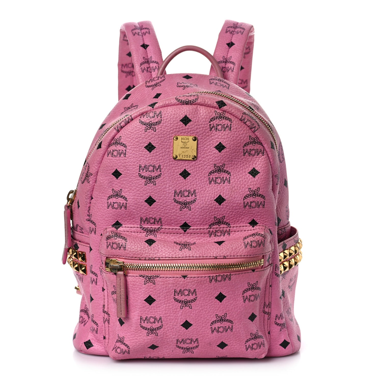 MCM Visetos Small Side Stud Stark Backpack Pink 1 of 9