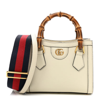 Gucci Textured Calfskin Web Mini Diana Tote Bag Mystic White 1 of 10