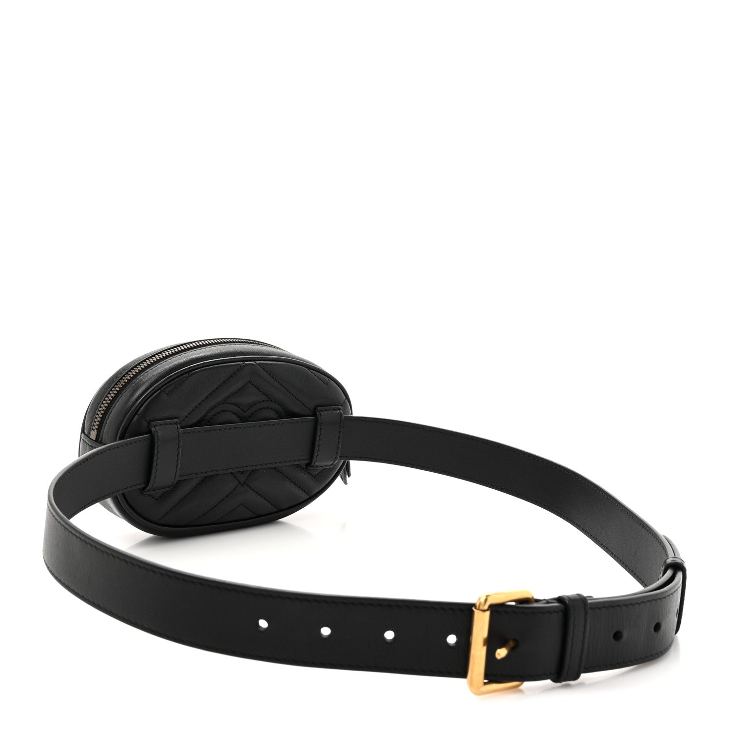 Gucci Calfskin Matelasse GG Marmont Belt Bag 95 38 Black 3 of 12