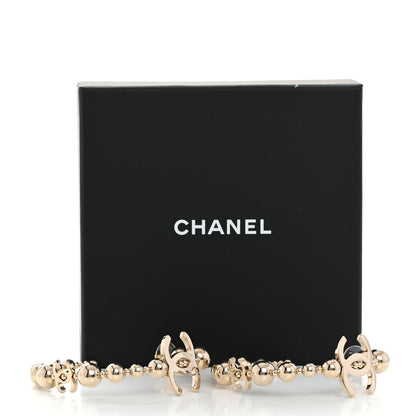 Chanel Metal Bead CC Hoop Earrings Gold 5 of 5