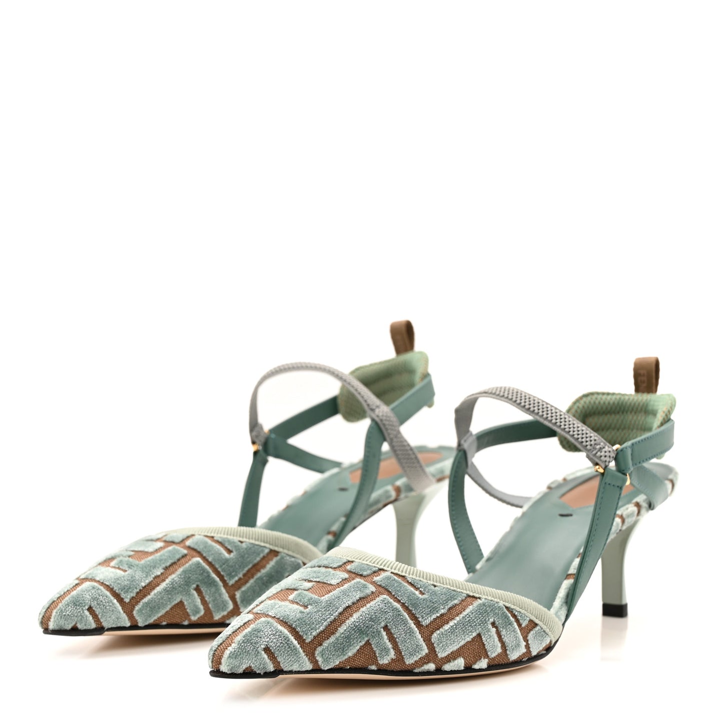 Vitello Grace Velluto FF Colibri 55mm Slingback Pumps 39.5 Menta Oil 39.5 Menta Oil Matcha