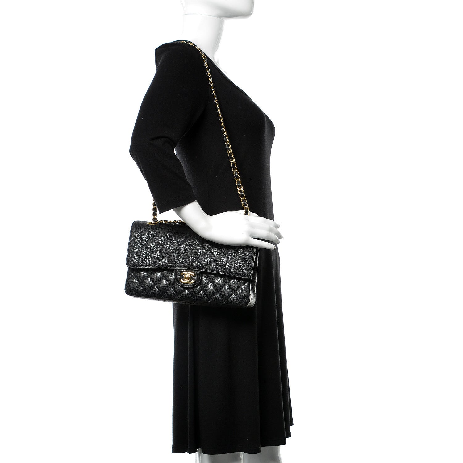 Chanel Caviar Quilted Medium Double Flap Black 2 of 10