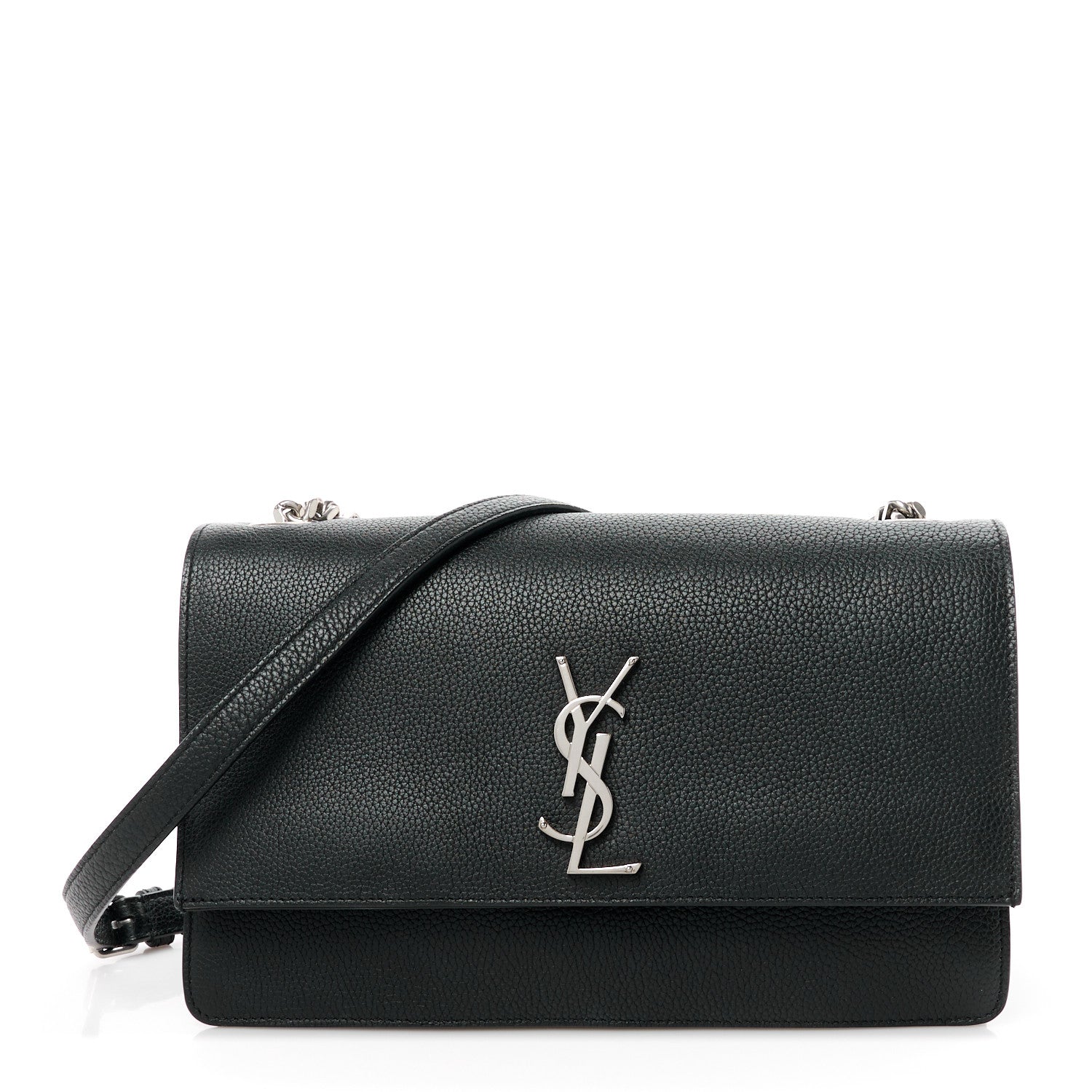 Saint Laurent SAINT LAURENT Grained Calfskin Medium Monogram Sunset Crossbody Black 1 of 11