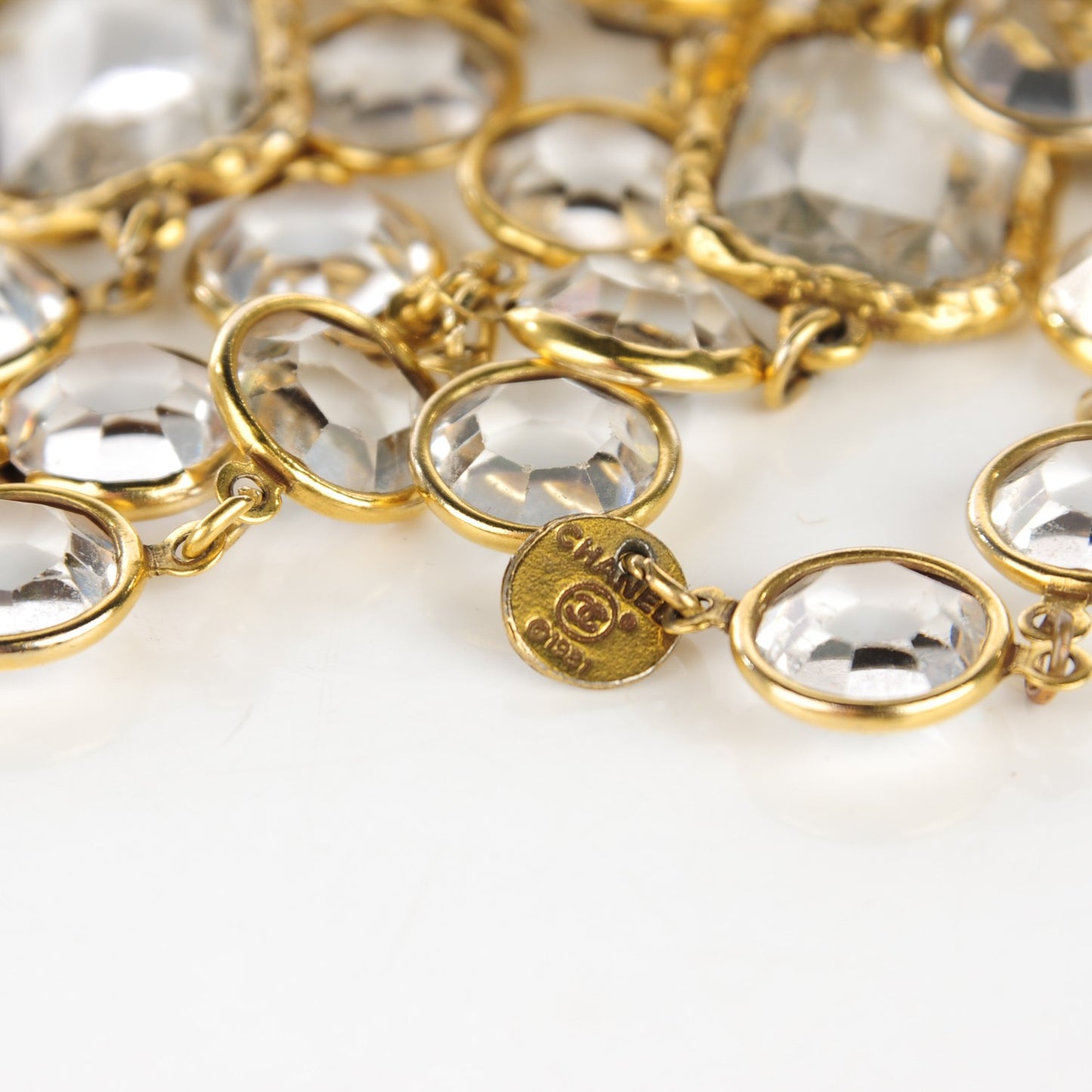 Swarovski Crystal Chicklet Sautoir Necklace Gold