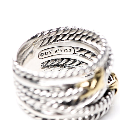 David Yurman Sterling Silver 18K Yellow Gold Double X Crossover Ring 52 6 4 of 4