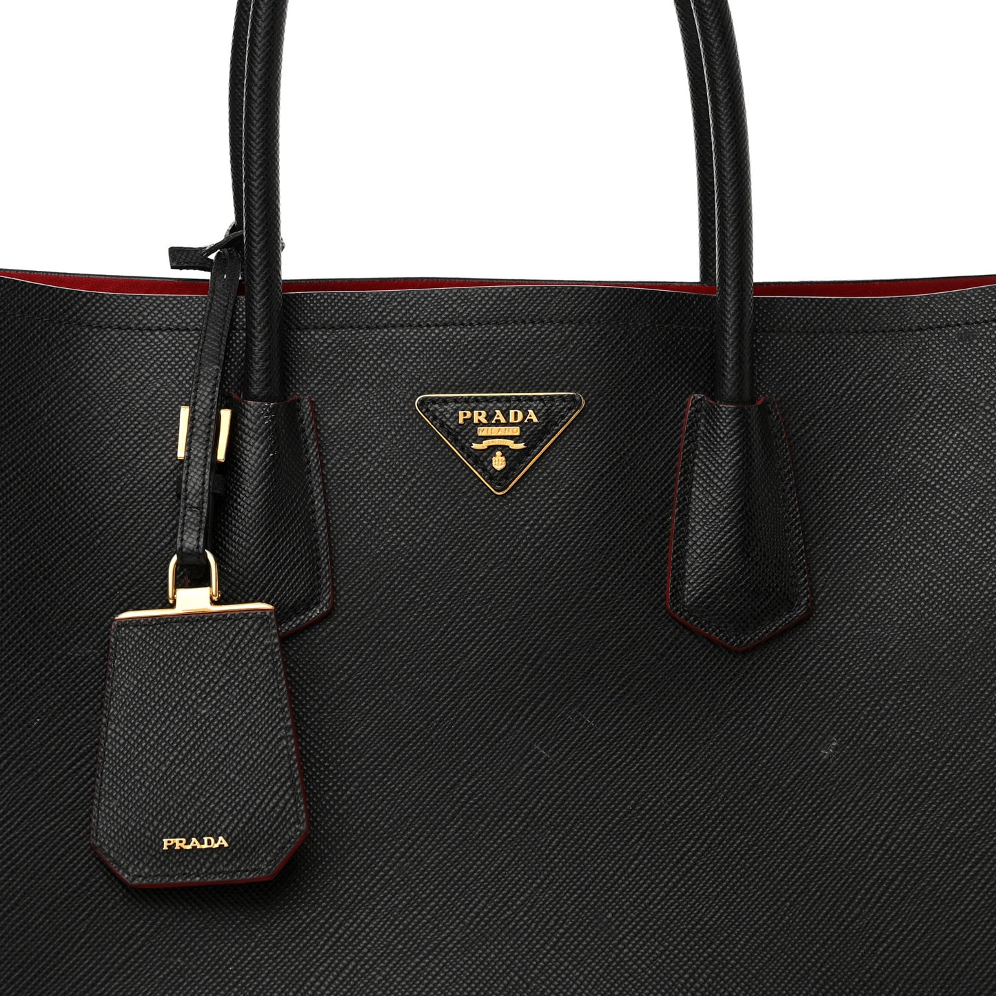 Saffiano Cuir Large Double Bag Black Fuoco