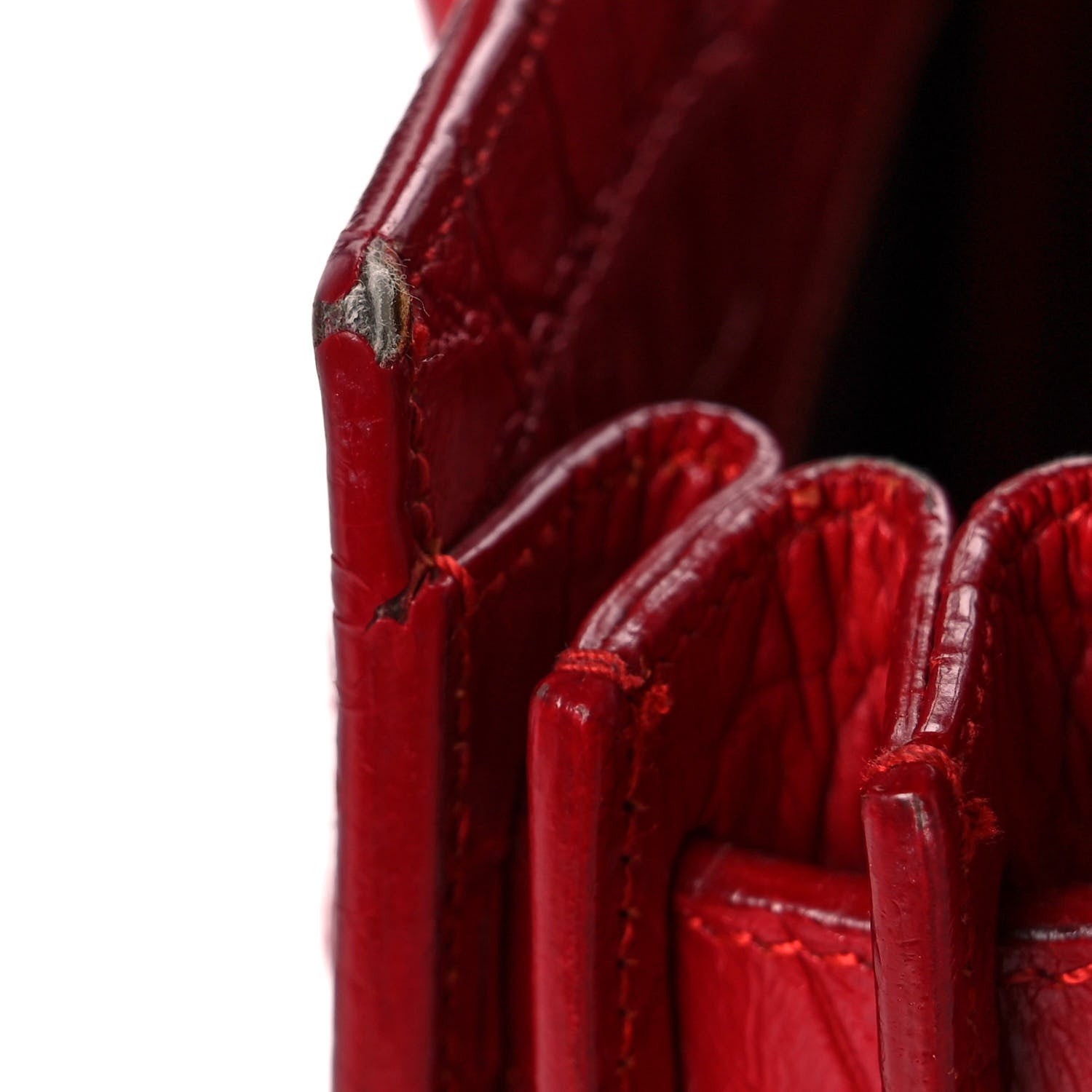 Saint Laurent Calfskin Crocodile Embossed Nano Sac De Jour Red 12 of 17