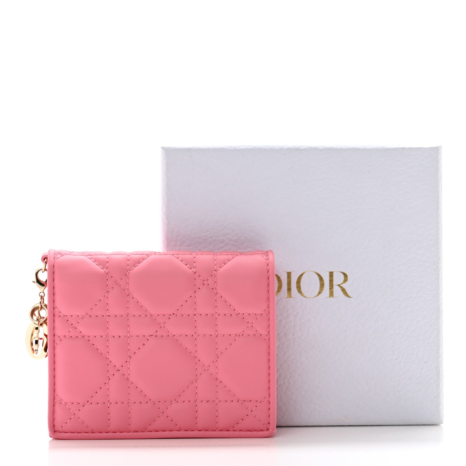 Christian Dior Lambskin Cannage Mini Lady Dior Wallet Pink 10 of 10