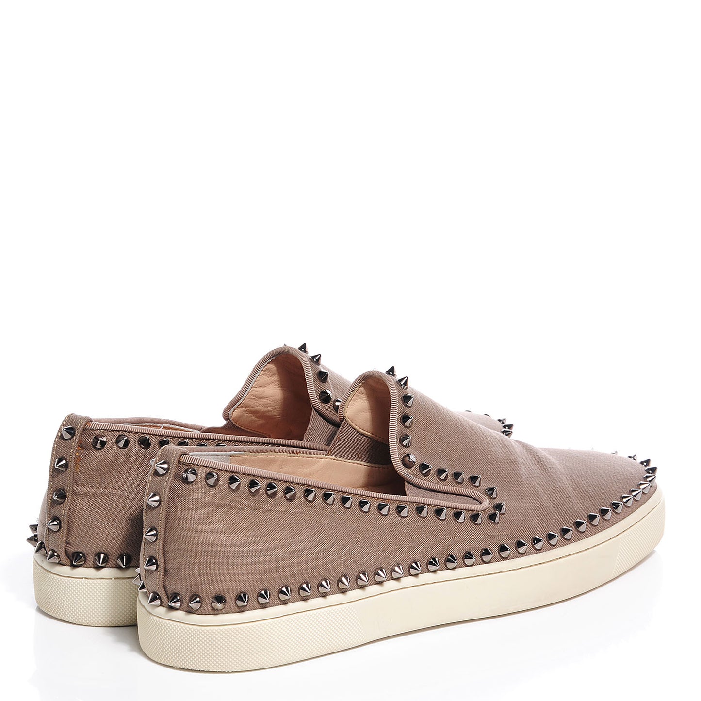 Mens Canvas Spikes Pik Boat Flat 45 Beige