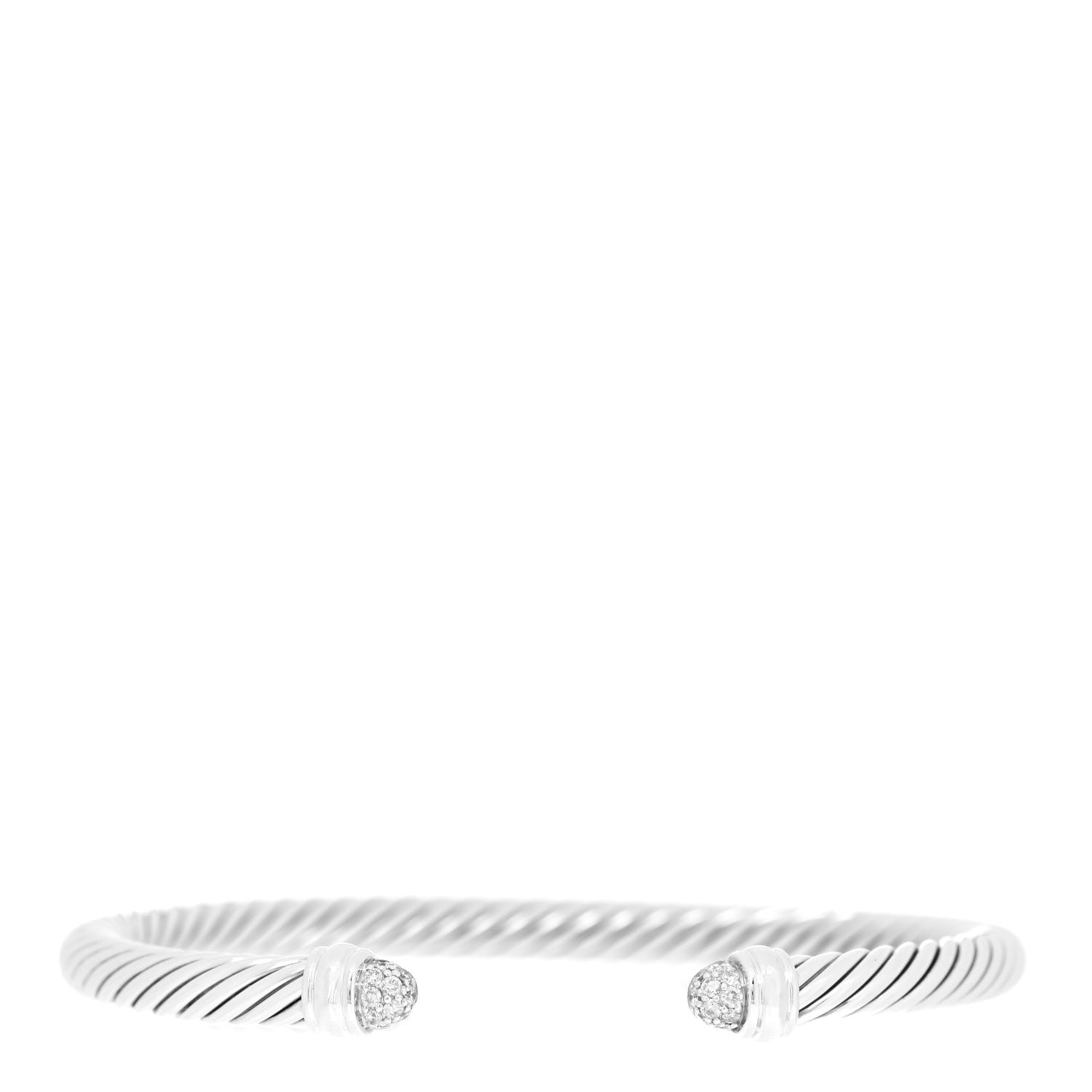 David Yurman Sterling Silver Pave Diamond 5mm Cable Classics Bracelet 1 of 4