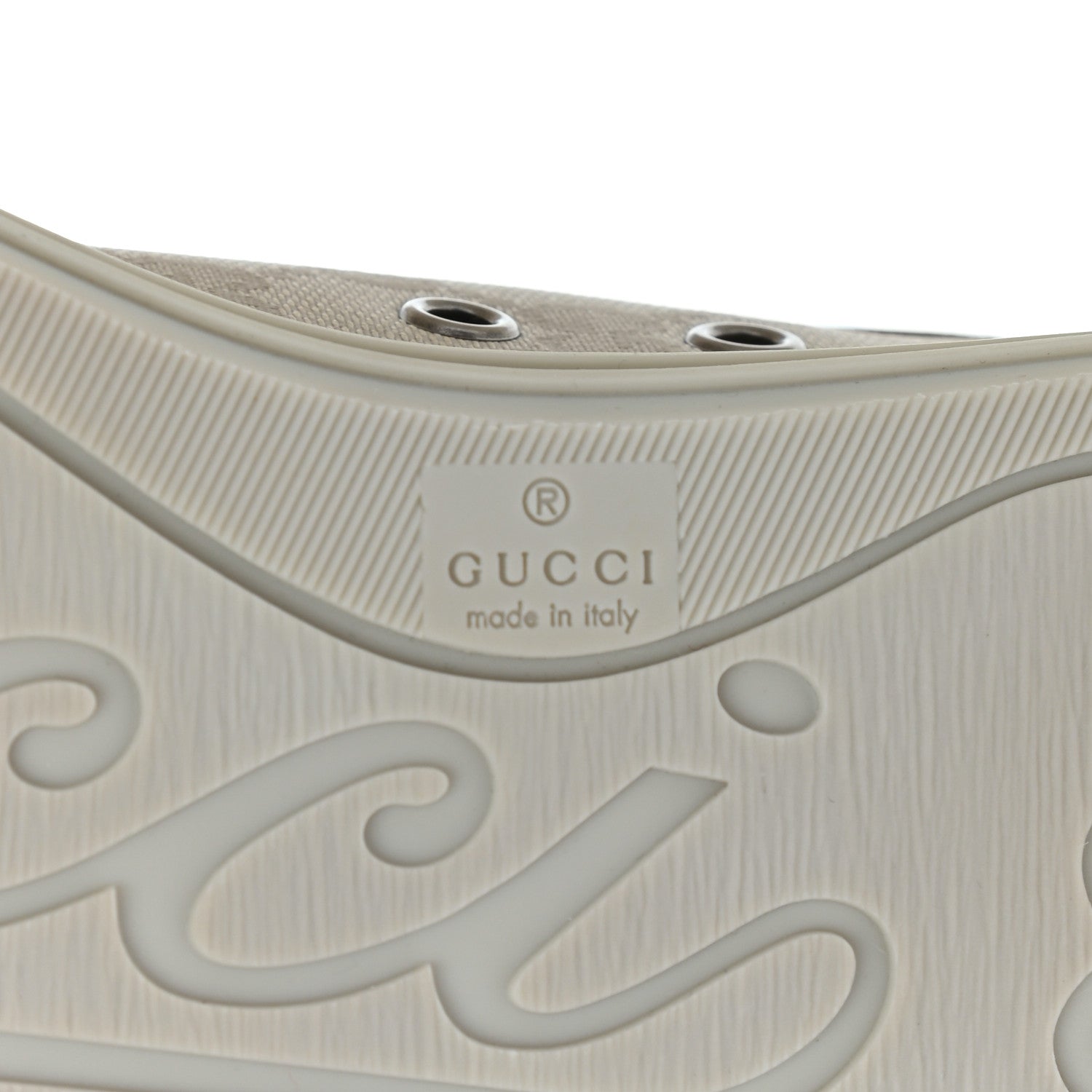Gucci Washed Cotton GG Monogram Calfskin Womens Low Top Sneakers 37 White Mystic White Great White 8 of 8