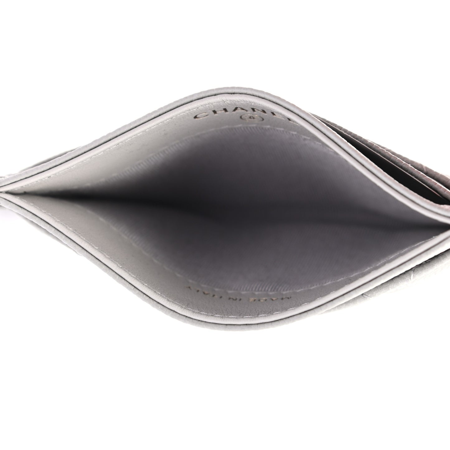 Caviar Quilted Card Holder Grey