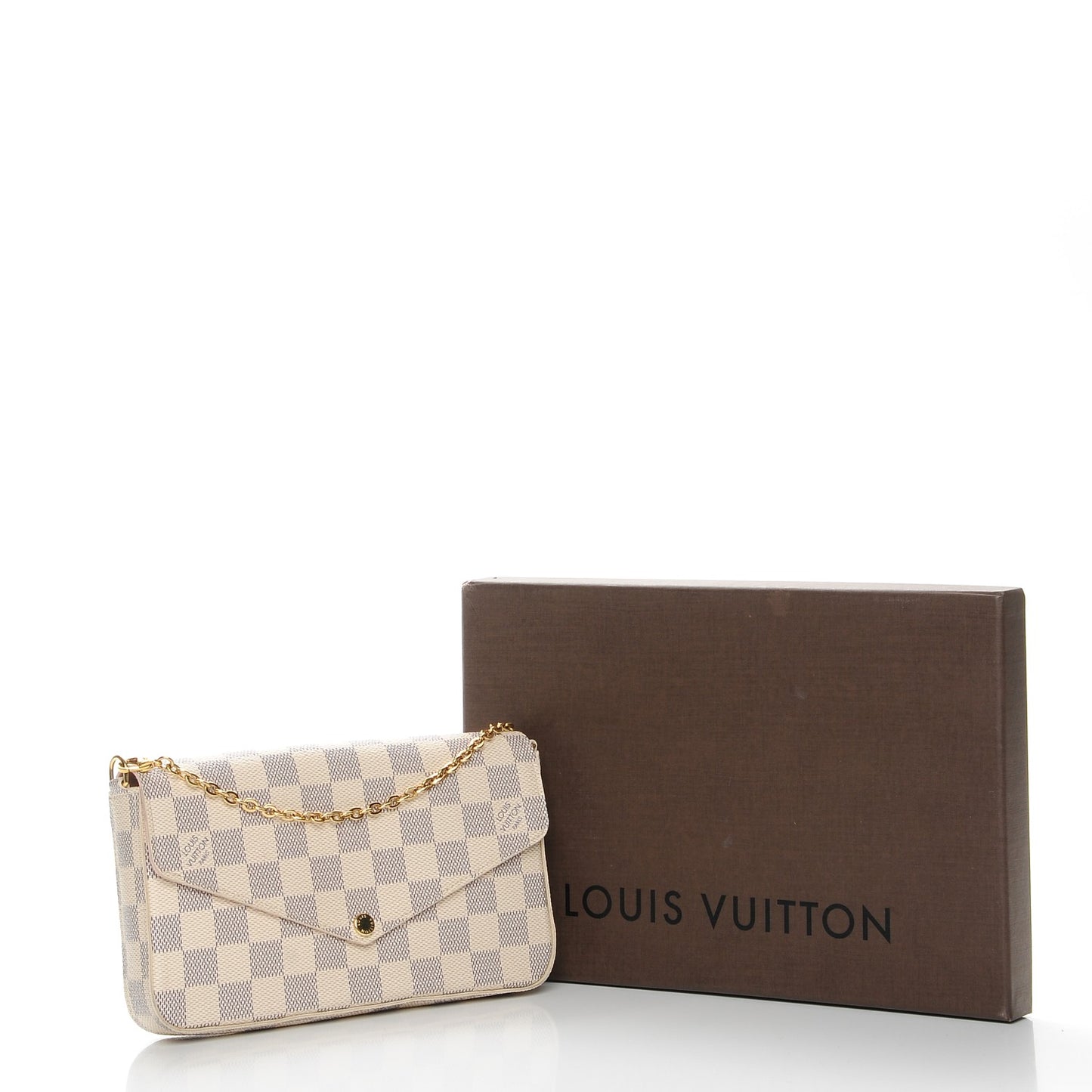 Damier Azur Pochette Felicie Chain Wallet Rose Ballerine