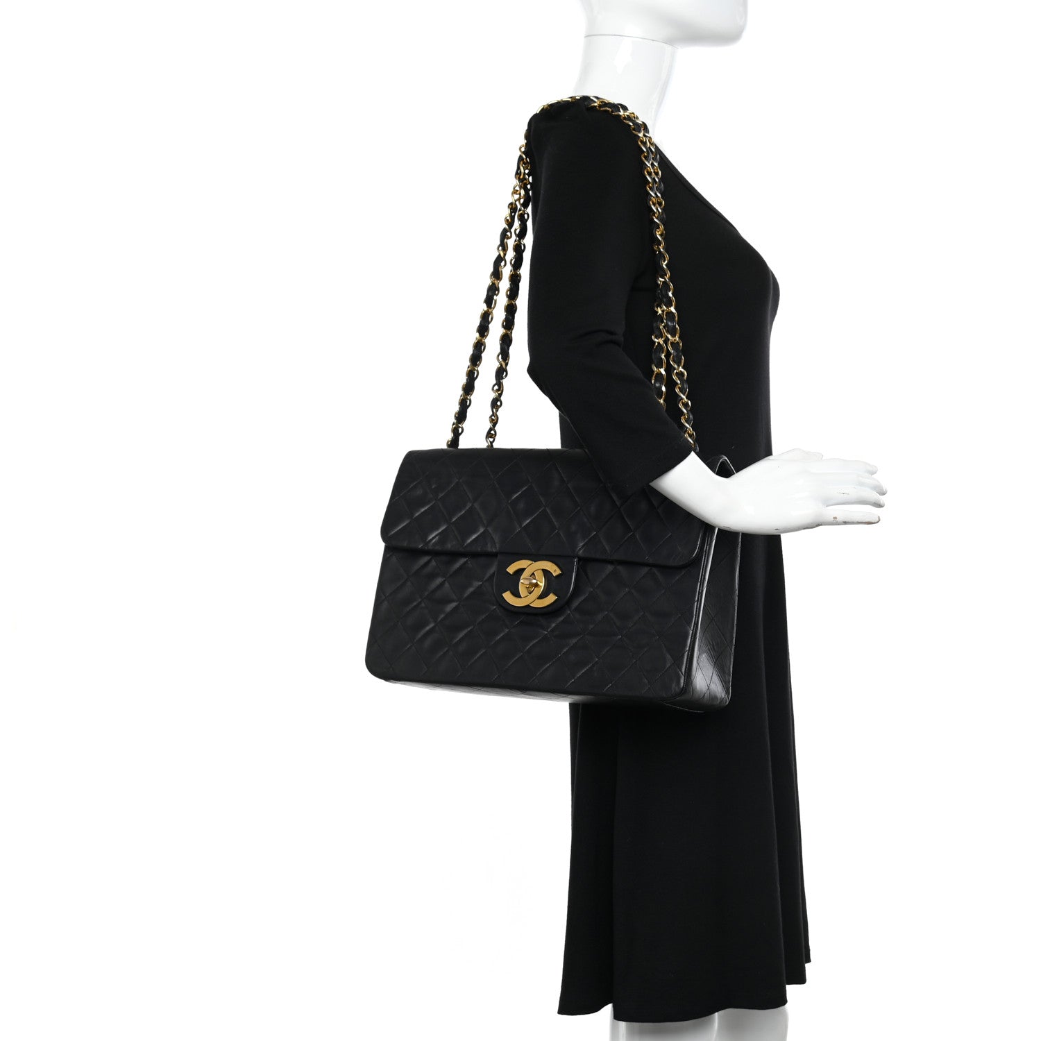 Chanel Lambskin Quilted XL Jumbo Single Flap Black 2 of 11