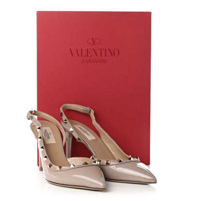 Valentino Garavani Patent Rockstud Half D'Orsay Slingback 85mm Pumps 38.5 Poudre 9 of 10