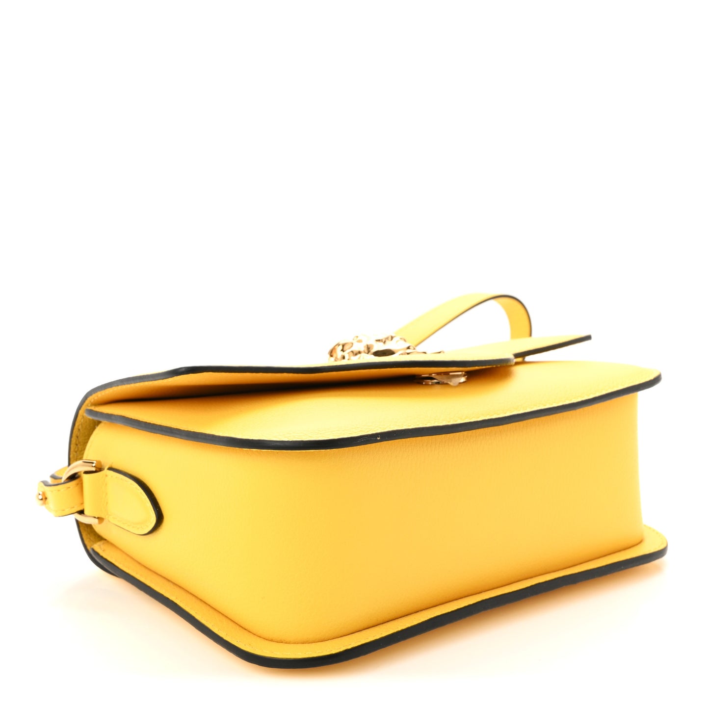 Grained Calfskin La Medusa Flap Shoulder Bag Yellow