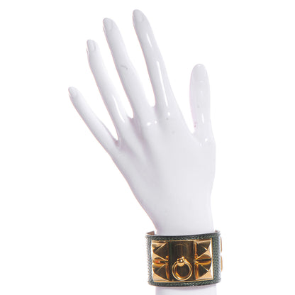 Hermes Lizard Collier de Chien CDC Bracelet Vert Fonce 2 of 6