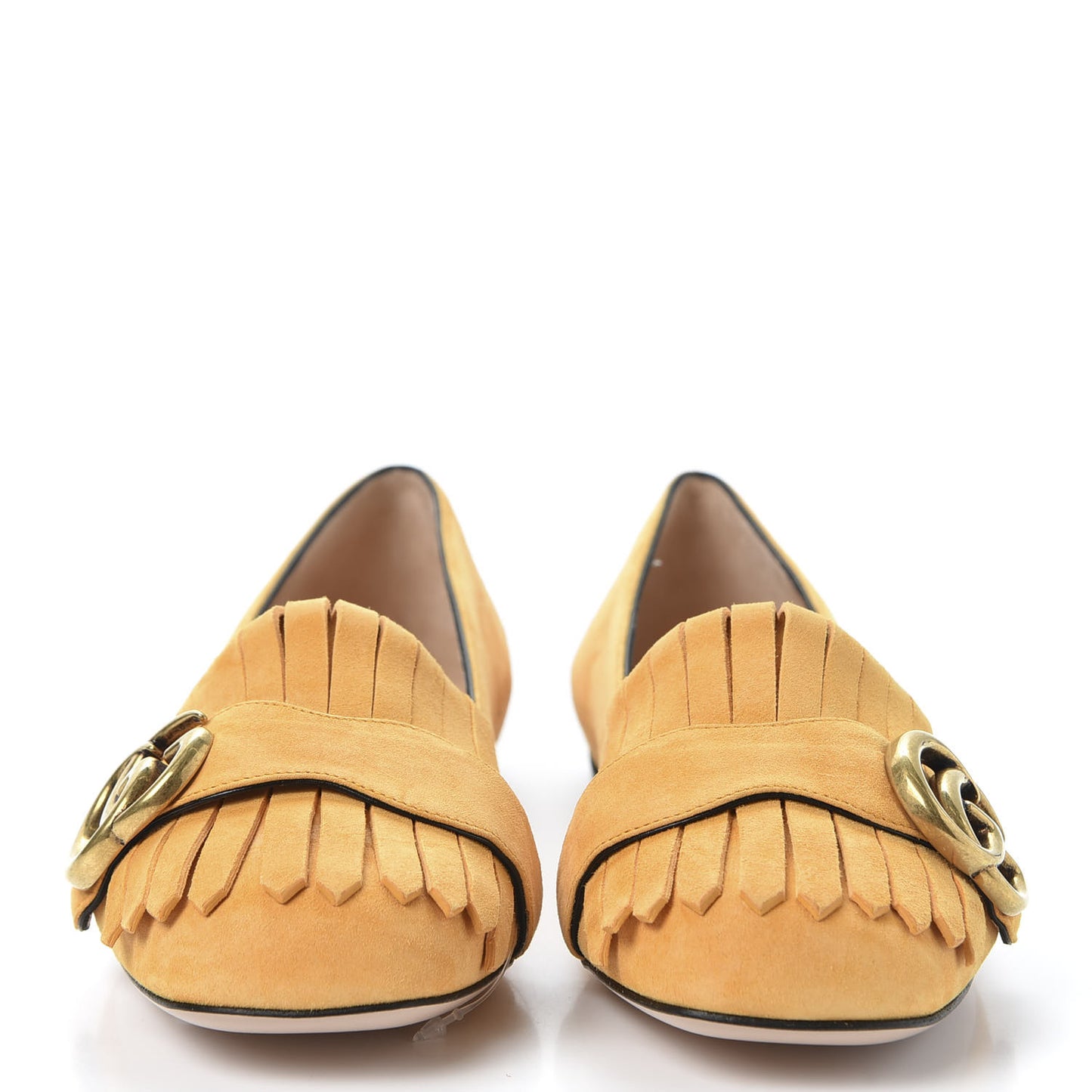 Kid Scamosciato GG Marmont Fringe Flats 35.5 Crystal Copper