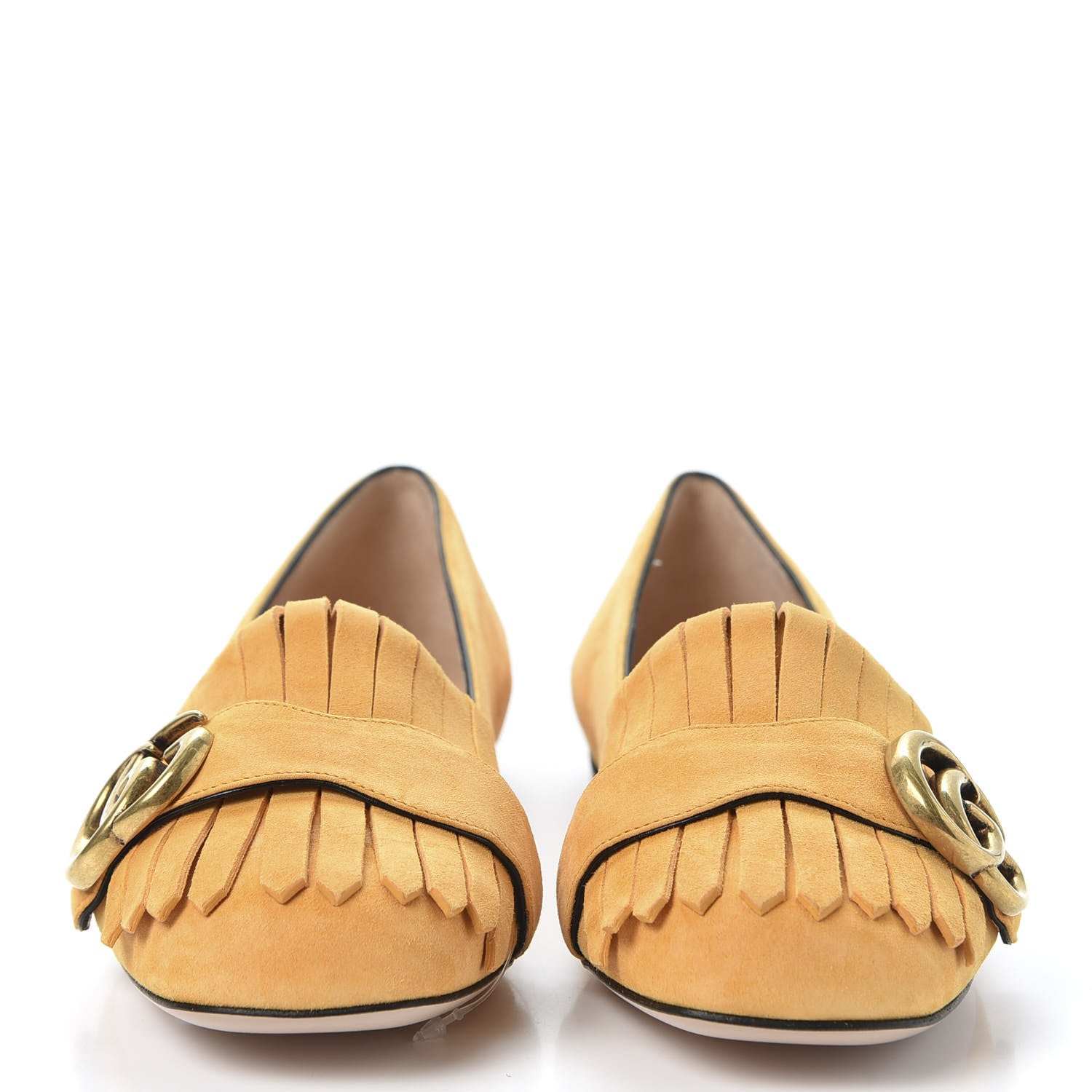 Gucci Kid Scamosciato GG Marmont Fringe Flats 35.5 Crystal Copper 3 of 10
