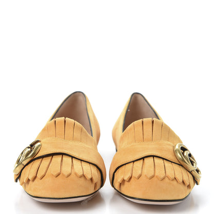 Gucci Kid Scamosciato GG Marmont Fringe Flats 35.5 Crystal Copper 3 of 10
