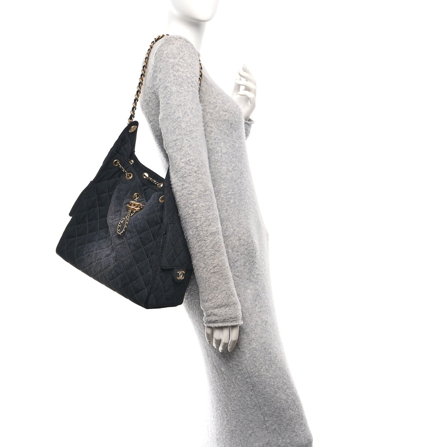 Chanel Washed Denim Quilted Medium Chanel 25 Handbag Black 2 of 11
