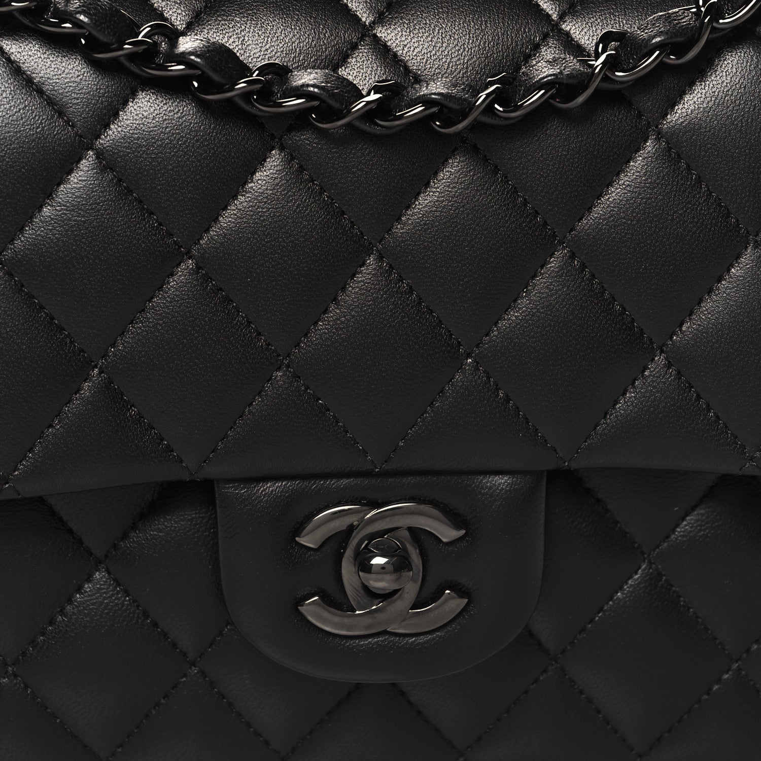 Chanel Lambskin Quilted Medium Double Flap So Black 7 of 10