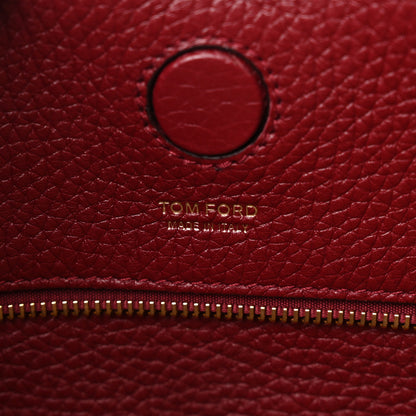 Tom Ford Pebbled Calfskin Small Alix Padlock Zip Hobo Bag Red Garnet 6 of 8