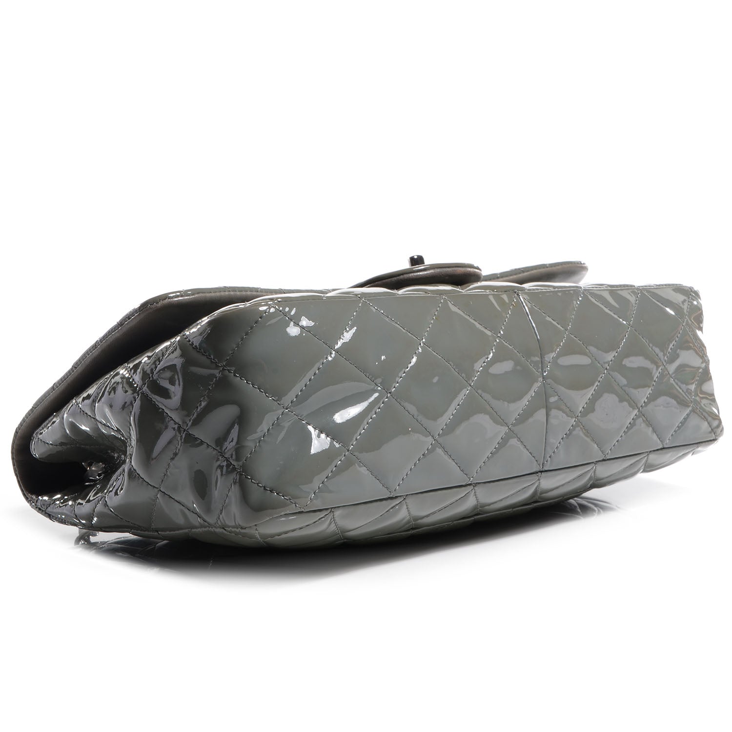 Chanel Patent Quilted Jumbo Single Flap Grey 4 of 9