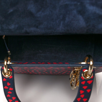 Christian Dior Calfskin I Love Paris Medium Lady Dior Navy Red 5 of 9