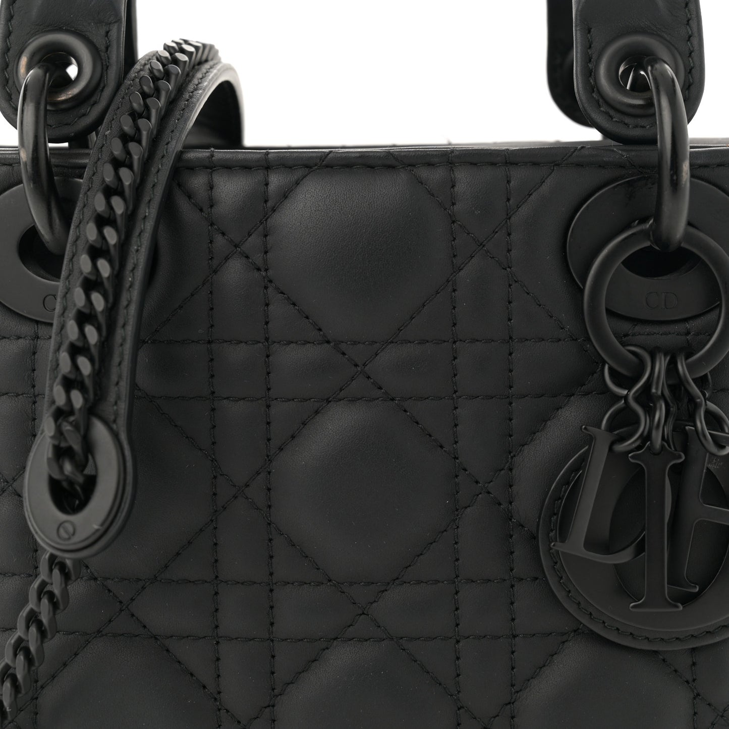 Ultra Matte Calfskin Cannage Mini Lady Dior Black