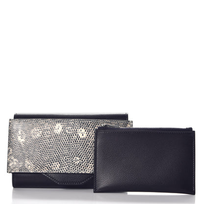 Hermes Evergrain Lizard Passant Compact Wallet Bleu Indigo Ombre 3 of 10