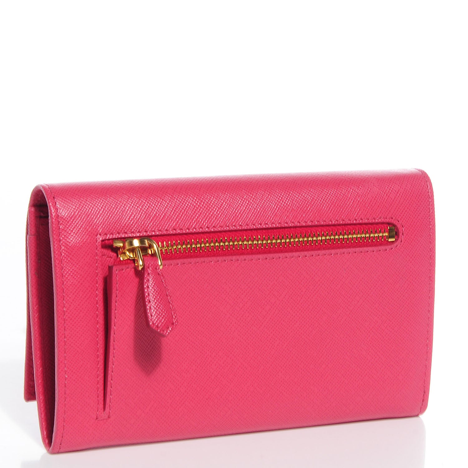 Prada Saffiano Triangle Flap Wallet Peonia 3 of 11