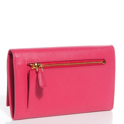 Prada Saffiano Triangle Flap Wallet Peonia 3 of 11