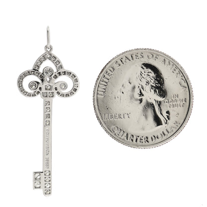 Tiffany Platinum Diamond .41ct Fleur De Lis Key Pendant 2 of 3