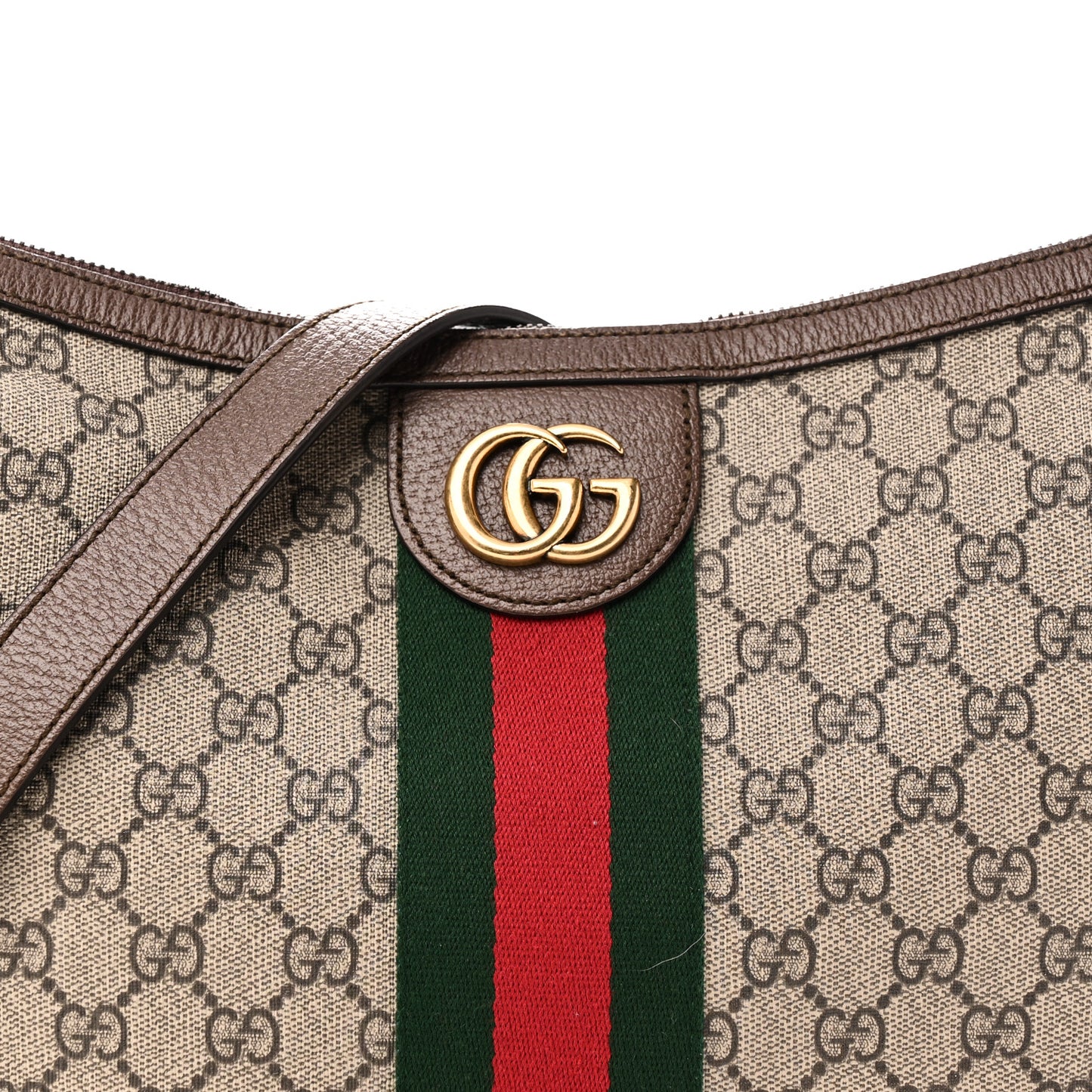 GG Supreme Monogram Web Small Ophidia Half Moon Hobo Brown