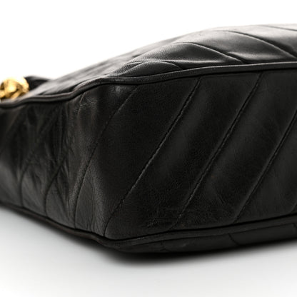 Chanel Lambskin Chevron Quilted Tassel Camera Case Black 10 of 12