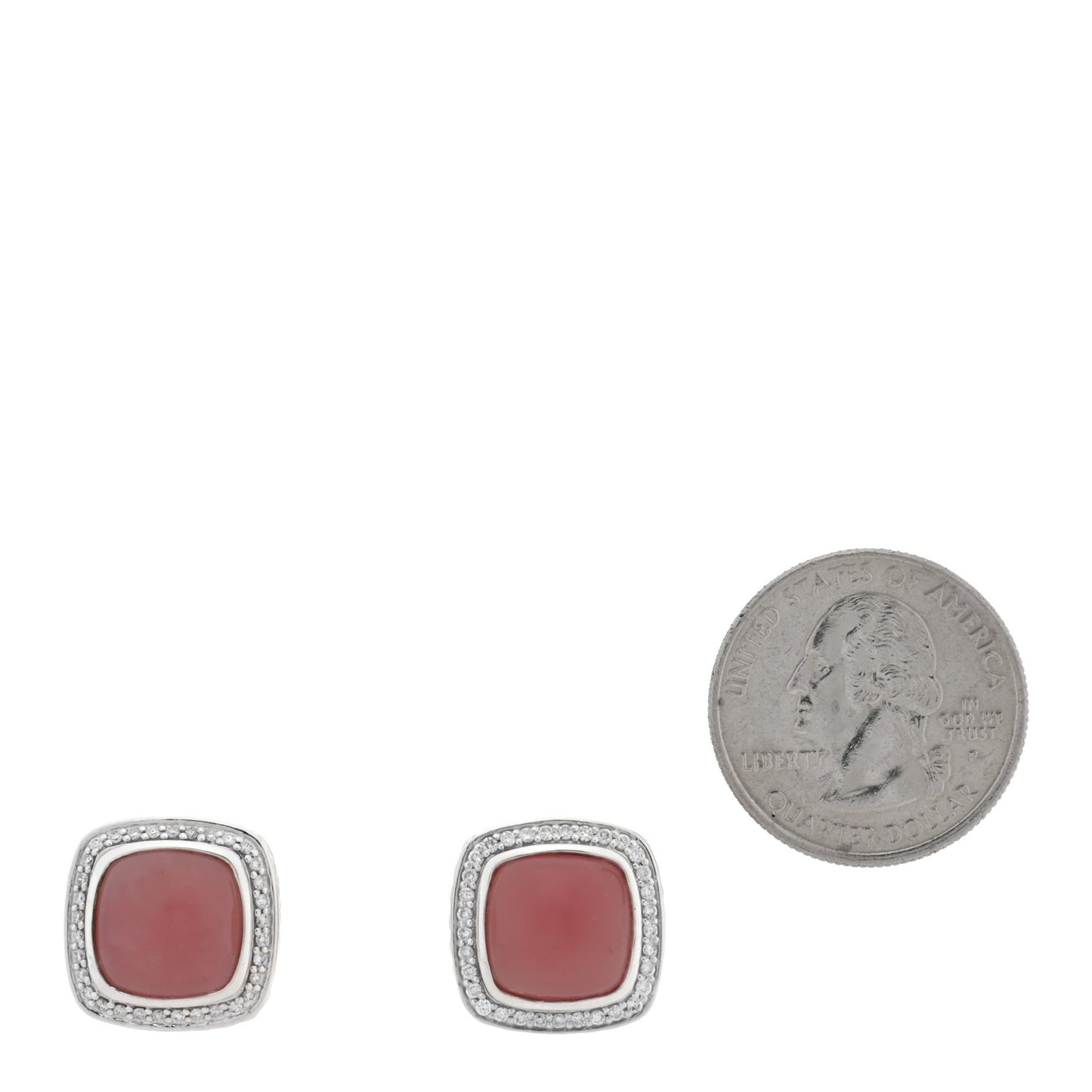 Sterling Silver Diamond Guava Chalcedony 11mm Albion Earrings