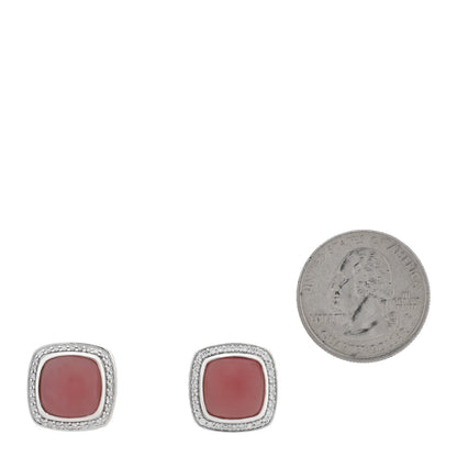David Yurman Sterling Silver Diamond Guava Chalcedony 11mm Albion Earrings 2 of 4