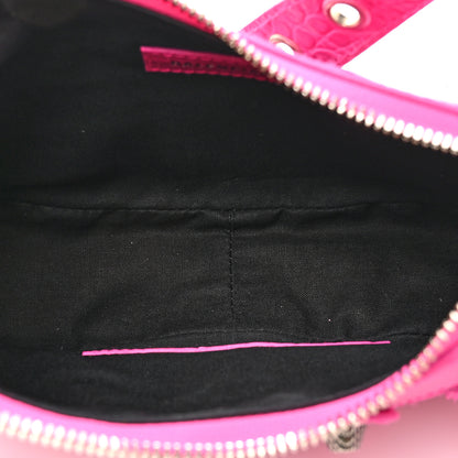 Balenciaga Extra Supple Calfskin Crocodile Embossed XS Le Cagole Shoulder Bag Lipstick Pink 5 of 10