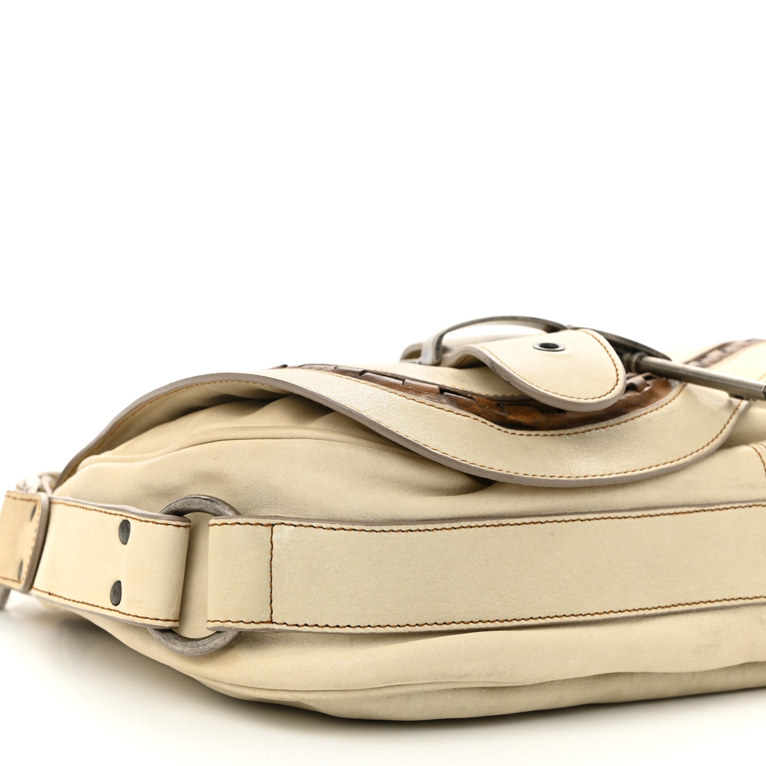 Christian Dior Calfskin Medium Gaucho Double Saddle Bag Ivory 9 of 11