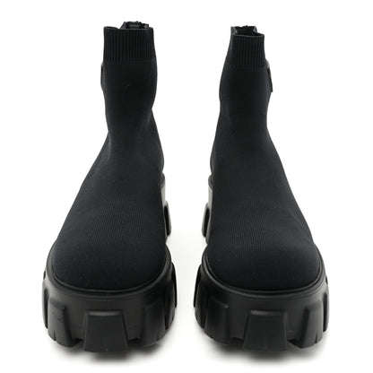 Prada Knit Rubber Triangle Logo Monolith 55mm Ankle Boots 37 Black 2 of 10