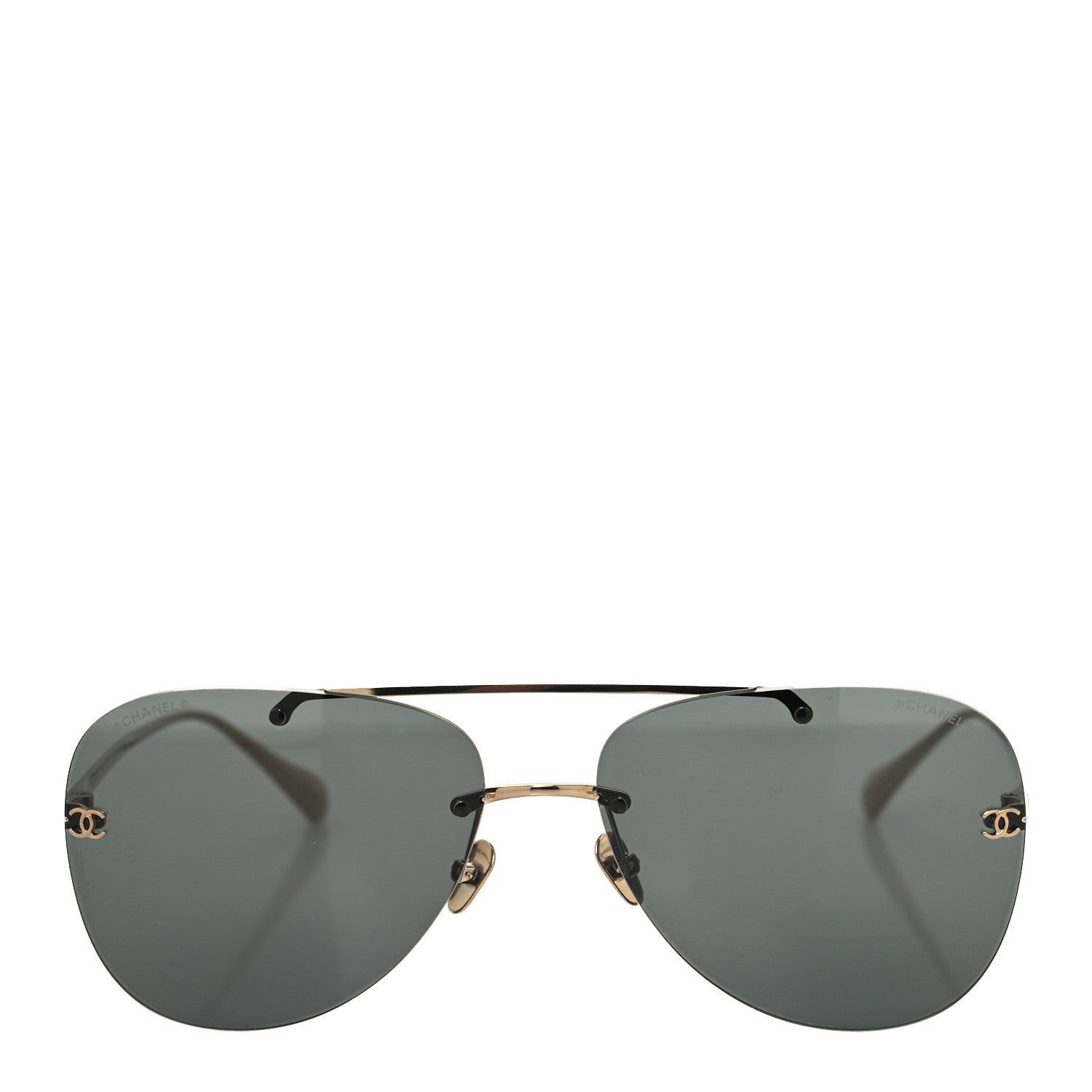 Chanel Titanium CC Pilot Aviator Sunglasses 4285-T Black Gold 2 of 7