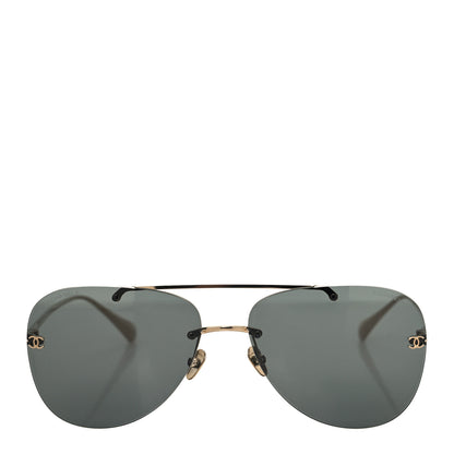 Chanel Titanium CC Pilot Aviator Sunglasses 4285-T Black Gold 2 of 7