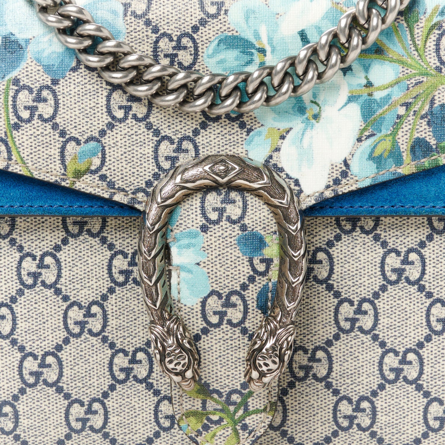 Gucci GG Supreme Monogram Blooms Mini Dionysus Shoulder Bag Beige Navy Vintage Blue 8 of 10