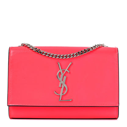 Saint Laurent Patent Grain de Poudre Small Monogram Kate Satchel Neon Pink 1 of 11
