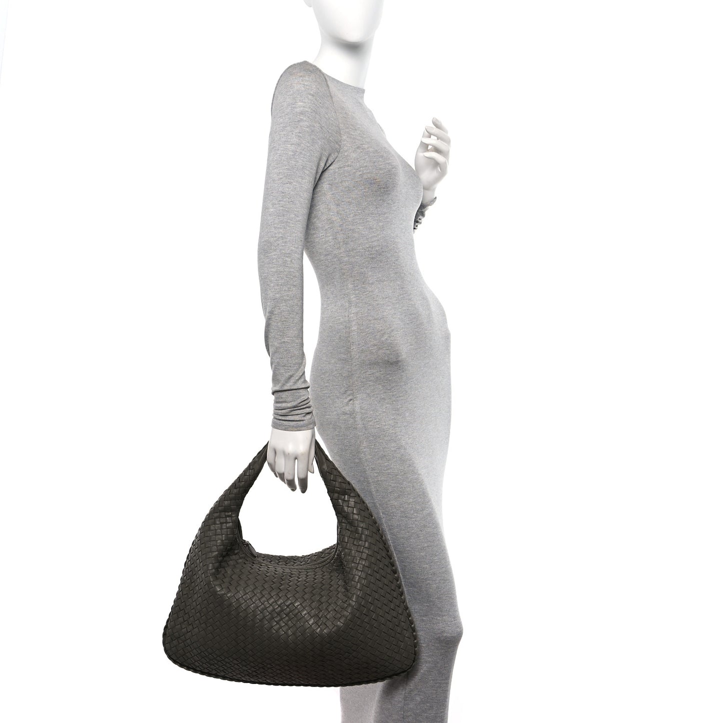 Nappa Intrecciato Large Veneta Hobo Grey