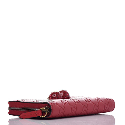 Gucci Guccissima Cherries Zip Around Wallet Hibiscus Red 4 of 12