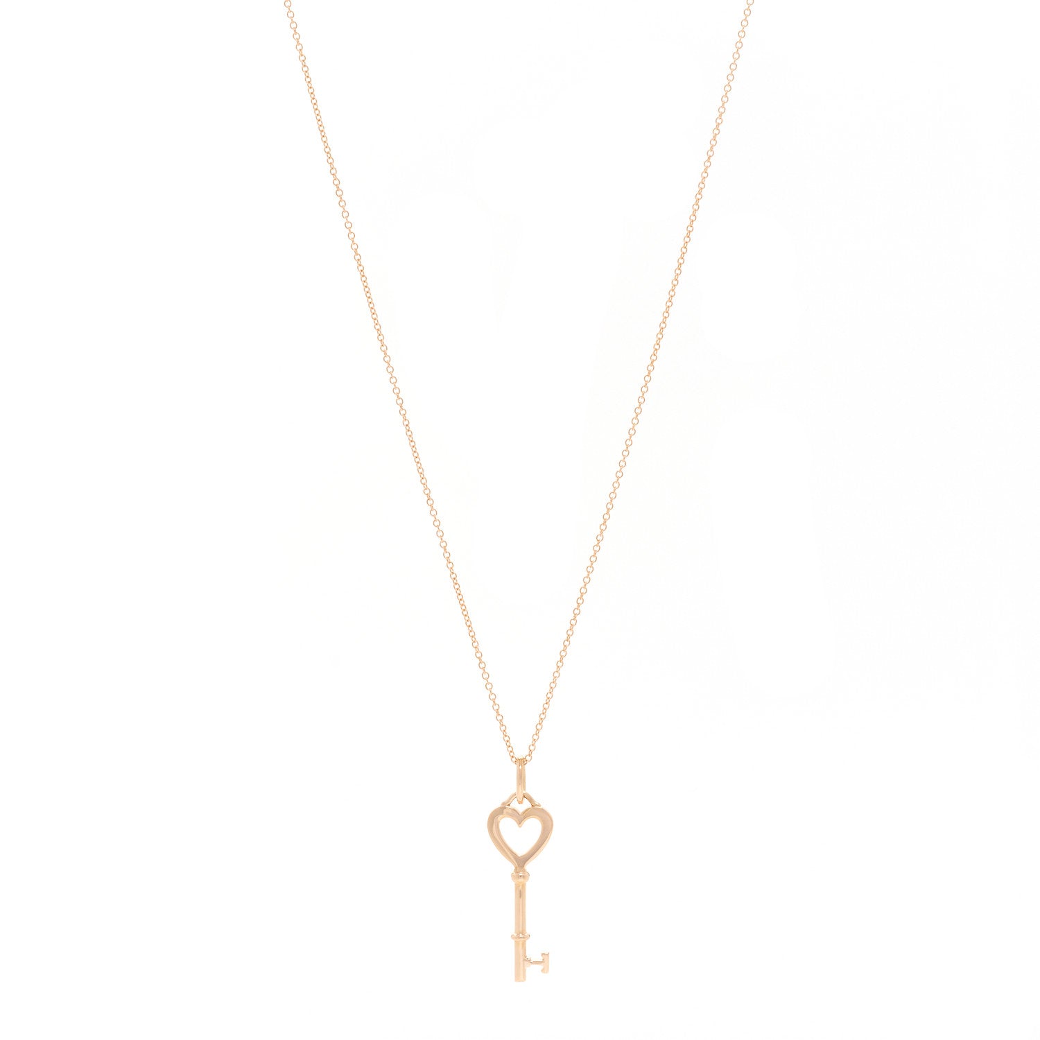 Tiffany 18K Rose Gold Mini Heart Key Pendant Necklace 1709666