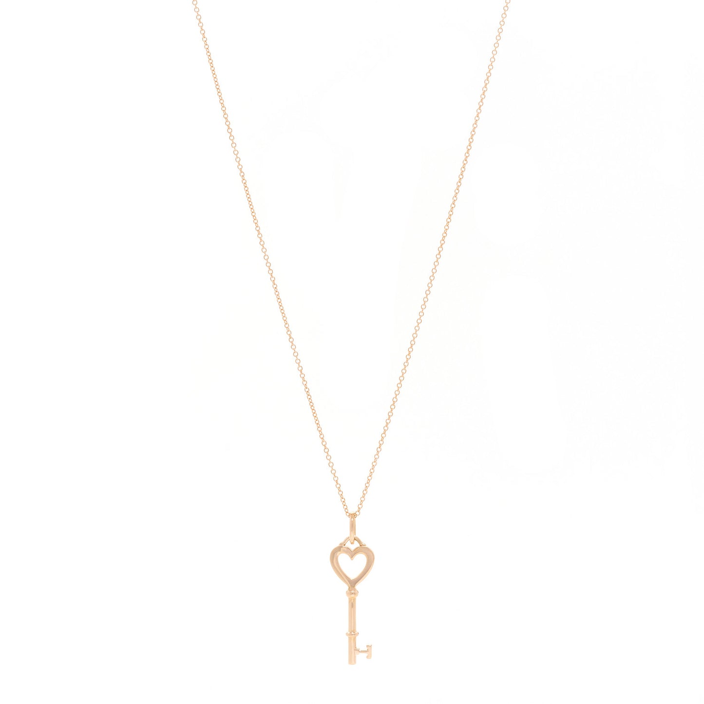18K Rose Gold Mini Heart Key Pendant Necklace