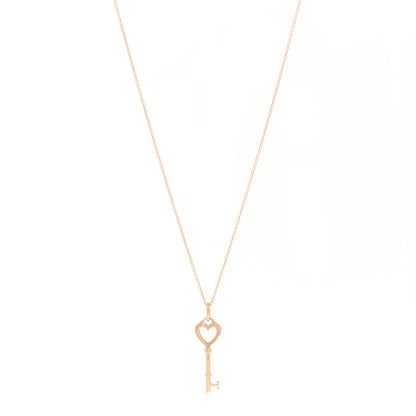 Tiffany 18K Rose Gold Mini Heart Key Pendant Necklace 1 of 6
